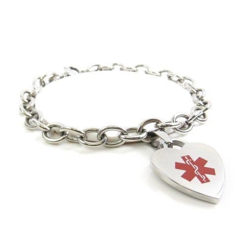 Black & Steel Hearts My Identity Doctor Pre-Engraved & Customized Women’s Blood Type A Toggle Medical Charm Bracelet Red Black & Steel Hearts My Identity Doctor Pre-Engraved & Customized Women’s Blood Type A Toggle Medical Charm Bracelet Red
